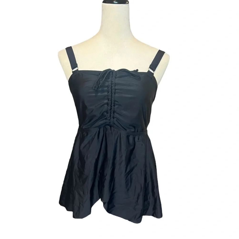 Bloomchic black flowy swim suit tank NWT size 12